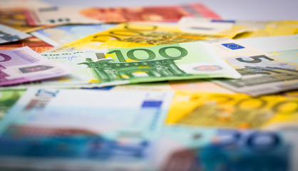 Closeup of Euro Banknotes