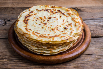 Stack of yeast pancakes.