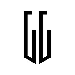 initial letters logo ll black monogram pentagon shield shape