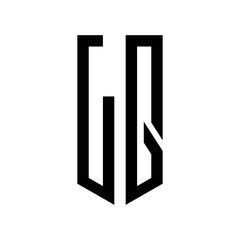 initial letters logo lq black monogram pentagon shield shape