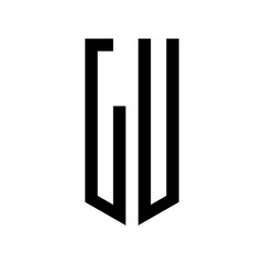 initial letters logo lu black monogram pentagon shield shape
