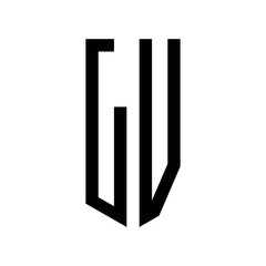 initial letters logo ,  black monogram pentagon shield shape