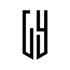 initial letters logo ly black monogram pentagon shield shape