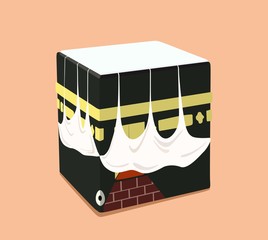 Design of the Islamic Kaaba in a flat style. Vector illustration.