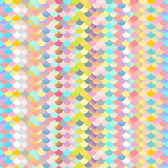 Abstract seamless vector background. Texture. Roof tiles. Colored Scales. Paet. Fashion. Geometric pattern. Circles. Variegated bright illustration.