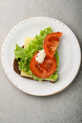 Sandwich with tomato and cheese