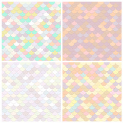 Abstract seamless vector background. A set of textures. Roof tiles. Colored Scales. Paet. Fashion. Geometric pattern. Circles. Variegated bright illustration.