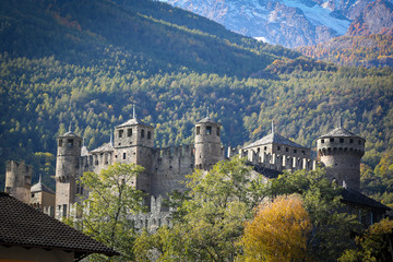 Fototapeta na wymiar Fenis Castle in Aosta Valley