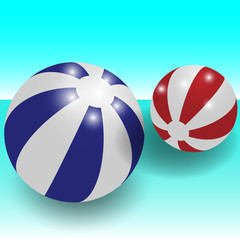 Vector illustration of colorful beach balls on a blue background