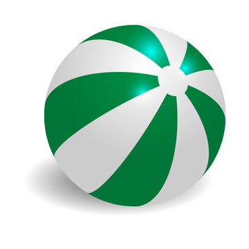 Vector illustration of 3d green beach ball on a transparent background