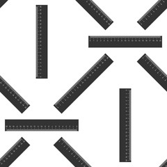 Straightedge symbol. Ruler icon seamless pattern on white background. Flat design. Vector Illustration