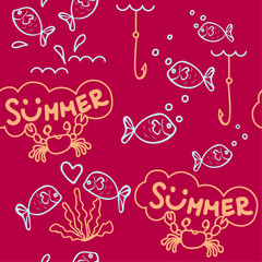 Fish Summer Seamless Pattern A