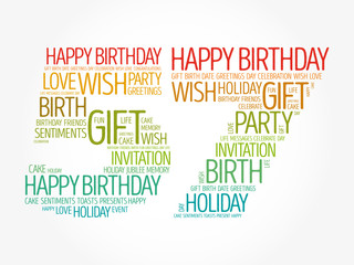 Happy 57th birthday word cloud collage concept