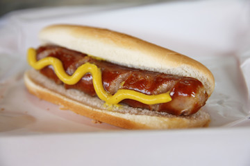 Hot dog sausage in close up
