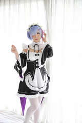 Japan anime cosplay girl in white tone