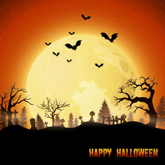 Halloween night background with full moon