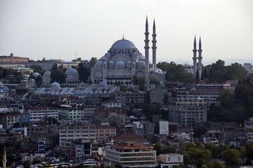 Fototapeta na wymiar Istanbul old city skyline from top of Galata tower, Fatih, Istanbul, Turkey