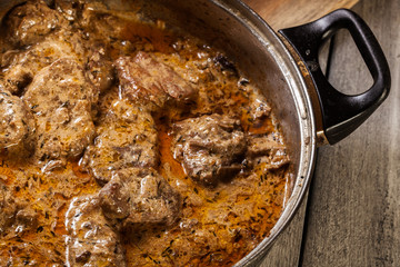 Pork tenderloin in mushroom sauce