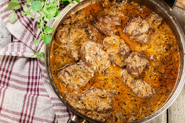 Pork tenderloin in mushroom sauce