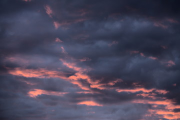 Fototapeta na wymiar Beautiful orange cloudscape in the late evening
