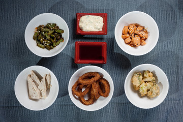 Five ingredients, chicken, asparagus beans, broccoli, broccoli
