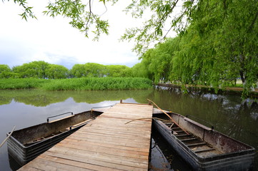 a port near the lake