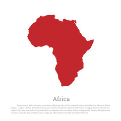 Red silhouette of continent Africa on a white background. Detailed map