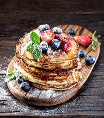 Pancakes with fresh berries.