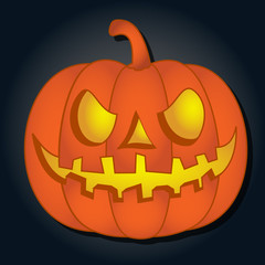 Halloween Pumpkin with scary face isolated on dark background