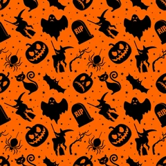 Poster Im Rahmen Nahtloses Halloween-Muster © zfmbek