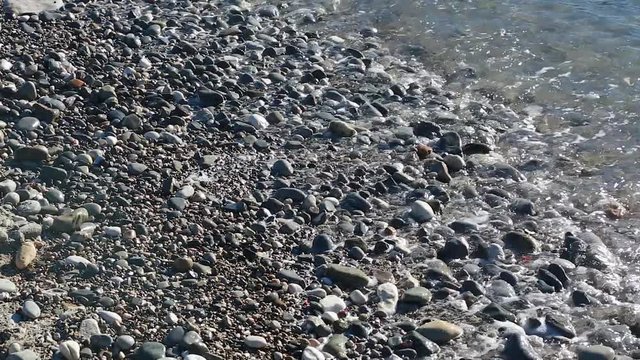 Waves On Pebble Beach, Mediterranean Sea, French riviera
