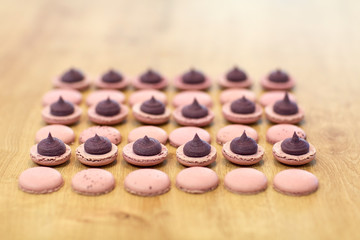 macarons on table at confectionery or bakery