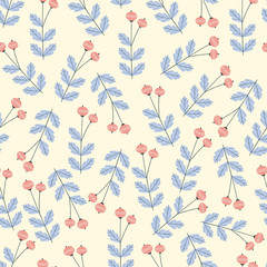 Seamless pattern with branches and berries
