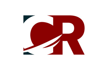CR Red Negative Space Square Letter Logo