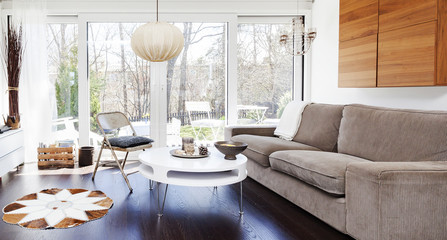 fancy living room with dark wooden floor
