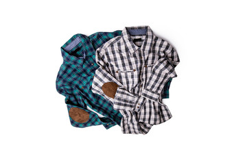 mens long sleeve checked shirts isolated on white background