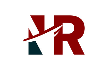 NR Red Negative Space Square Letter Logo