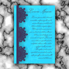 Wedding invitation or greeting card with vintage lace ornament. Mock-up for laser cutting. Vector illustration.