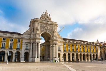 Arco da Rua Augusta Architecture Monument Historic Landmark City Center of Lisbon Portugal - obrazy, fototapety, plakaty