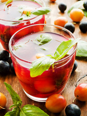 Blackthom and cherry-plum compote