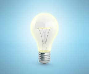 Lighting Bulb 3d render on blue background