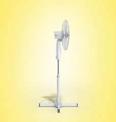 white electric fan 3d render on yellow background