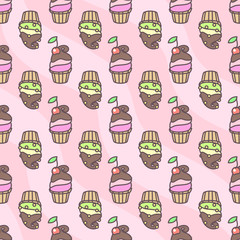 vector seamless pattern. Sweets concept. 044