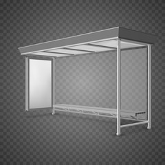Public transport bus stop shelter billboard for advertisers and your design. Vector object. Isolated on transparent background.