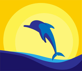 Coloured vector illustration of dolphin