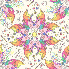 vector seamless pattern. Unicorns time concept. 045