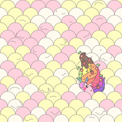 vector seamless pattern. Unicorns time concept. 044