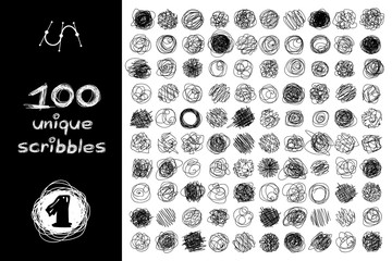 
vector SET 100 SCRIBBLES Part 1. Clip art isolated on transparent background.
