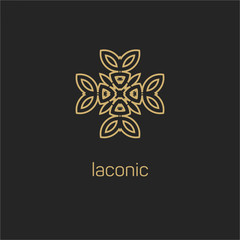 Vintage luxury emblem and logo. Abstract fashion ethnic print. Calligraphic flourishes. Black and gold vector ornament. Business sign