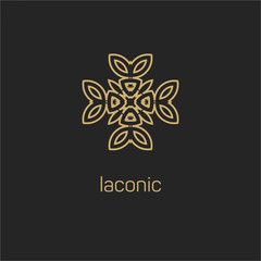 Vintage luxury emblem and logo. Abstract fashion ethnic print. Calligraphic flourishes. Black and gold vector ornament. Business sign